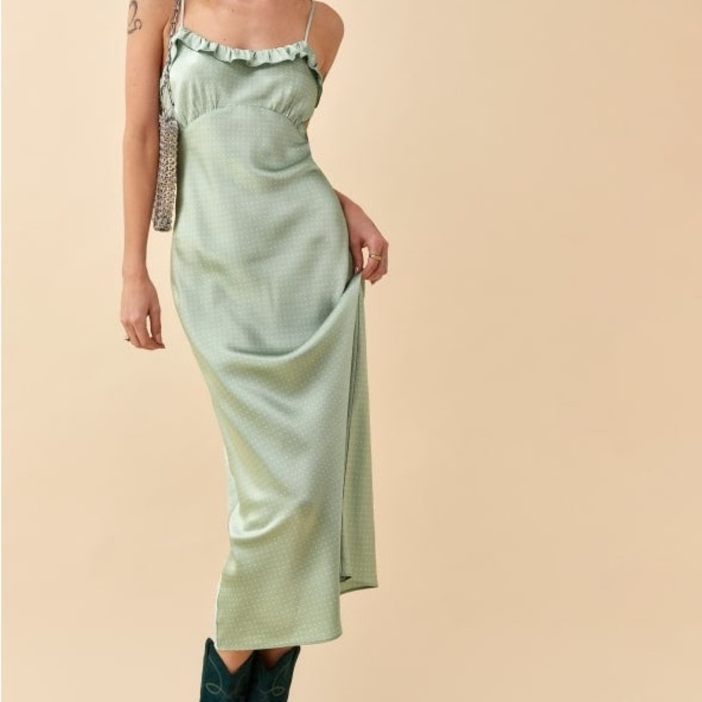 Reformation Aribella Silk Dress In Verine